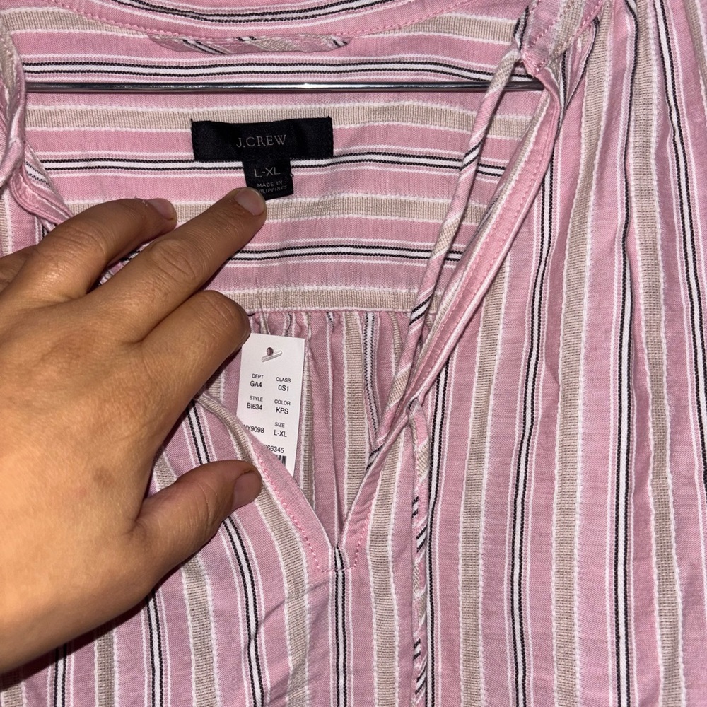 J. Crew Re-Imagined Alma Pink Striped Beach Boho Cotton Dress Womens Size L-XL - Picture 10 of 14